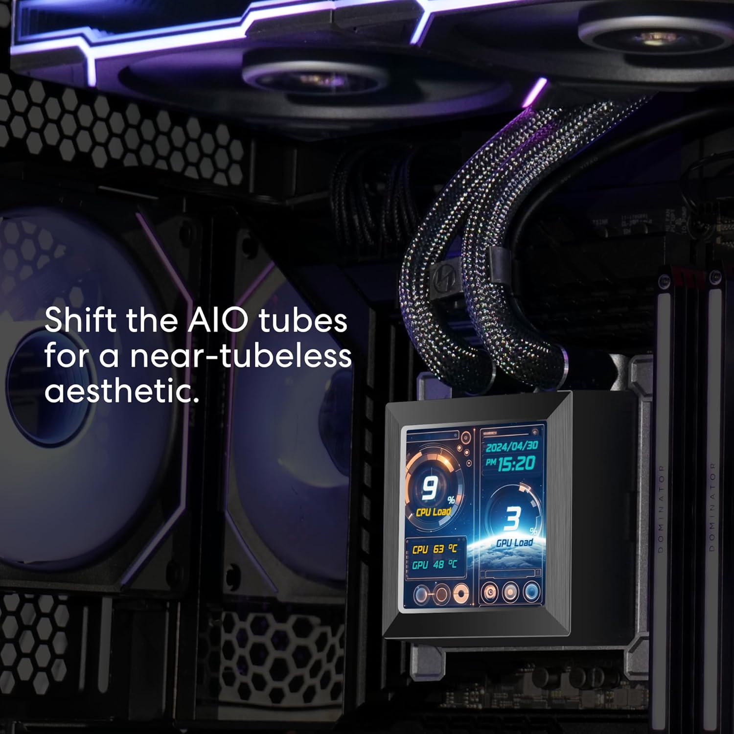 Lian Li HydroShift LCD 360TL HSLCD36TB 360 mm Siyah İşlemci Sıvı Soğutucu - Görsel 3