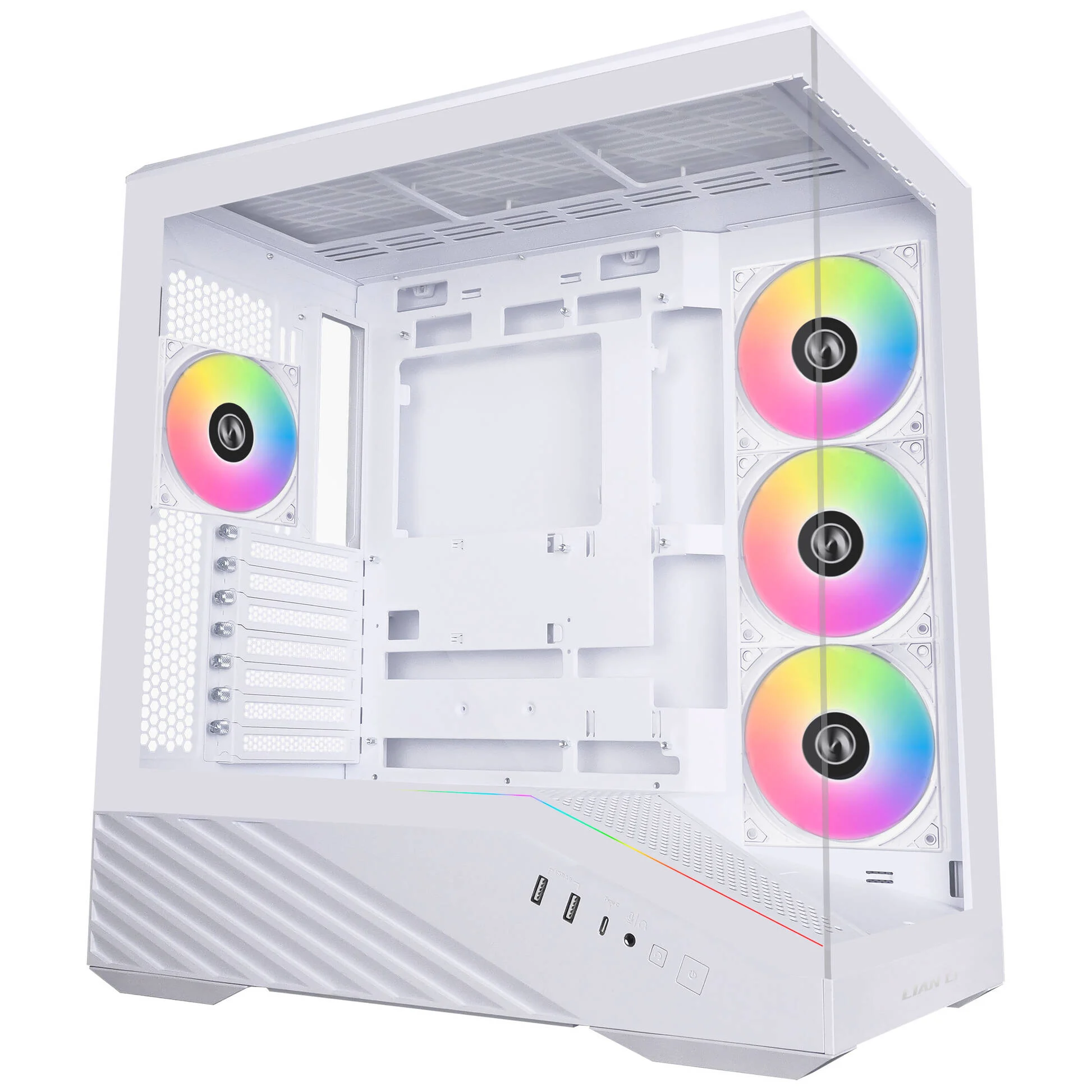 Lian Li Vector V100 PC Kasası, Midi-Tower, ATX, RGB, Temperli Cam - Beyaz
