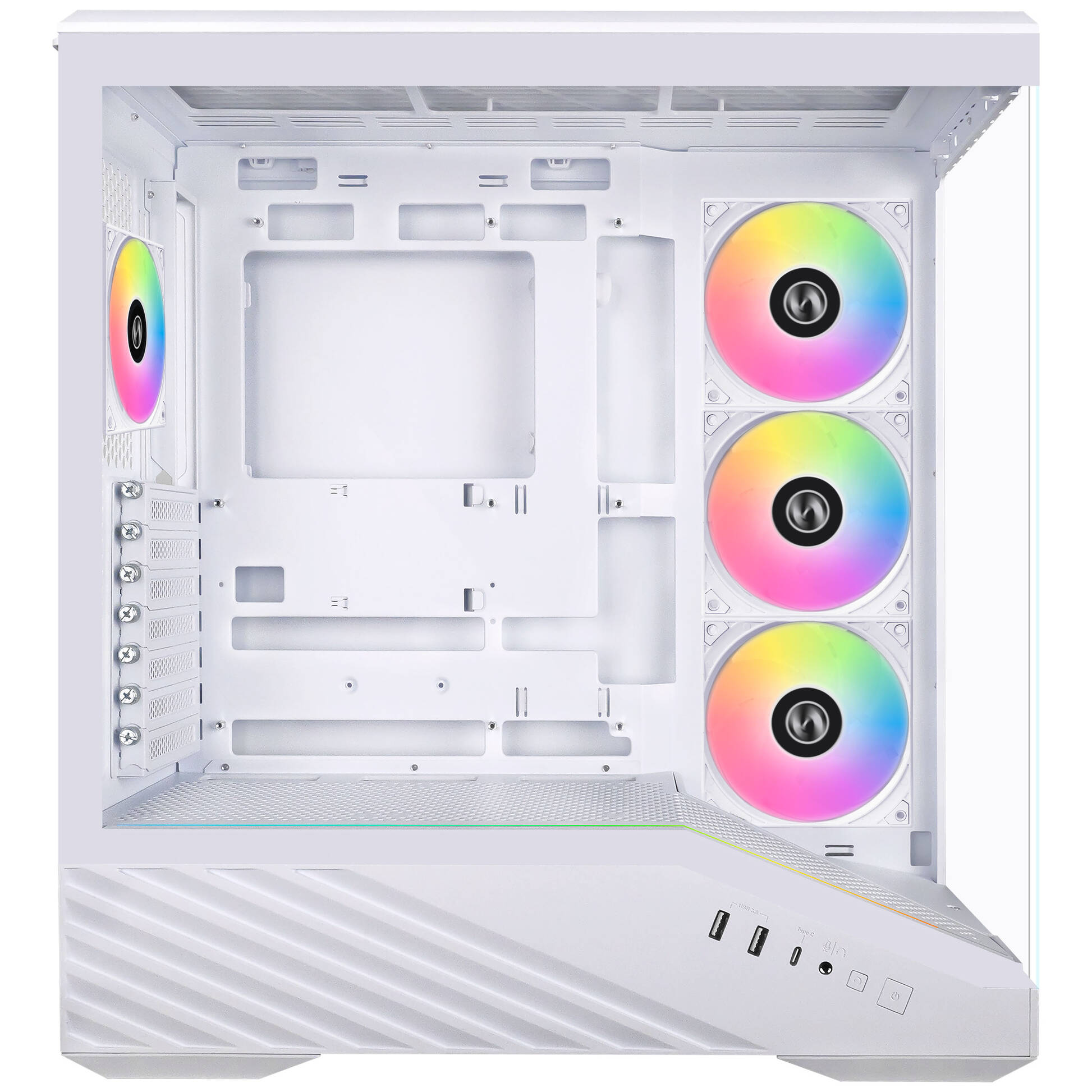 Lian Li Vector V100 PC Kasası, Midi-Tower, ATX, RGB, Temperli Cam - Beyaz - Görsel 2
