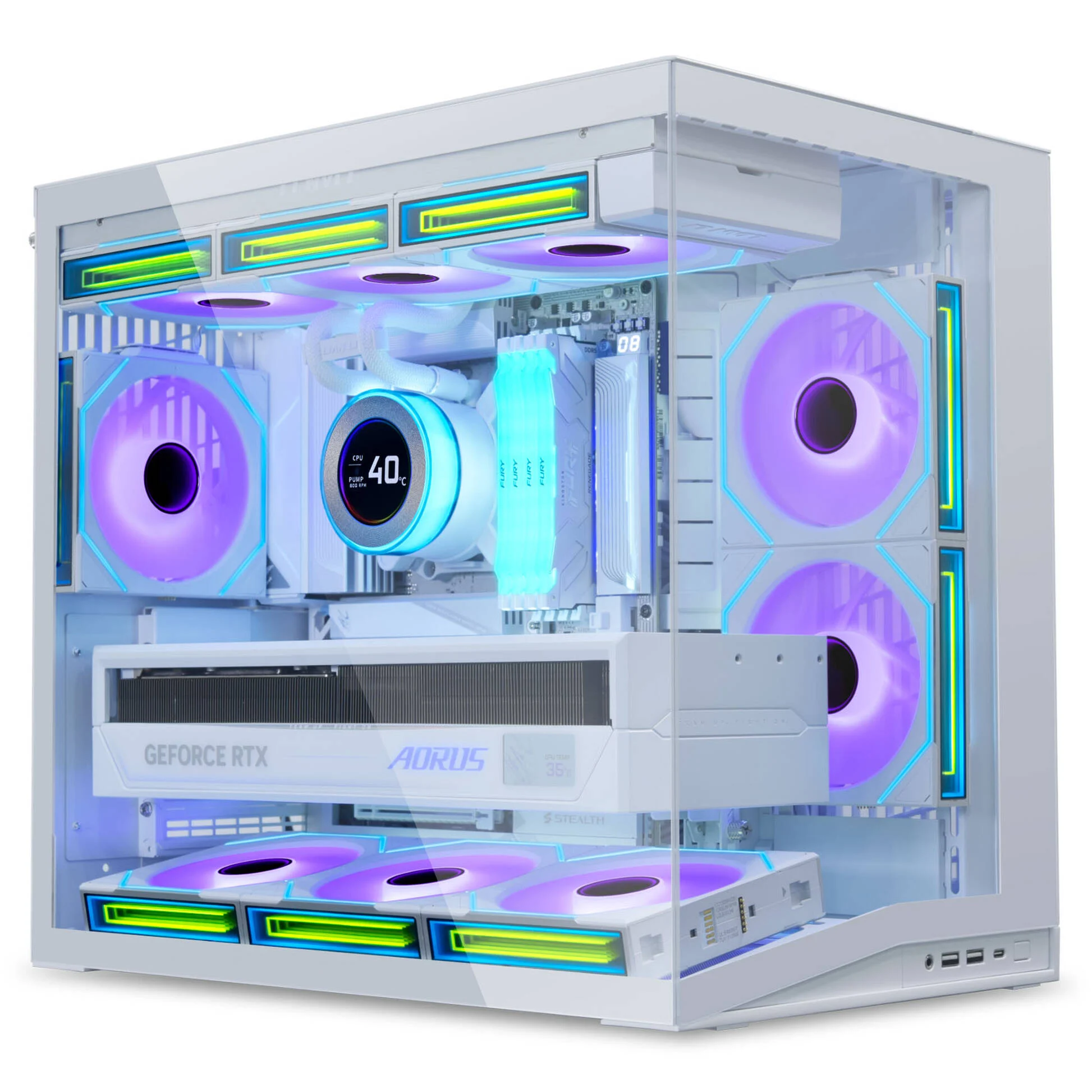 Lian Li O11 Dynamic Mini V2 PC Kılıf, Mini Kılıf, ATX, Temperli Cam - Beyaz - Görsel 3