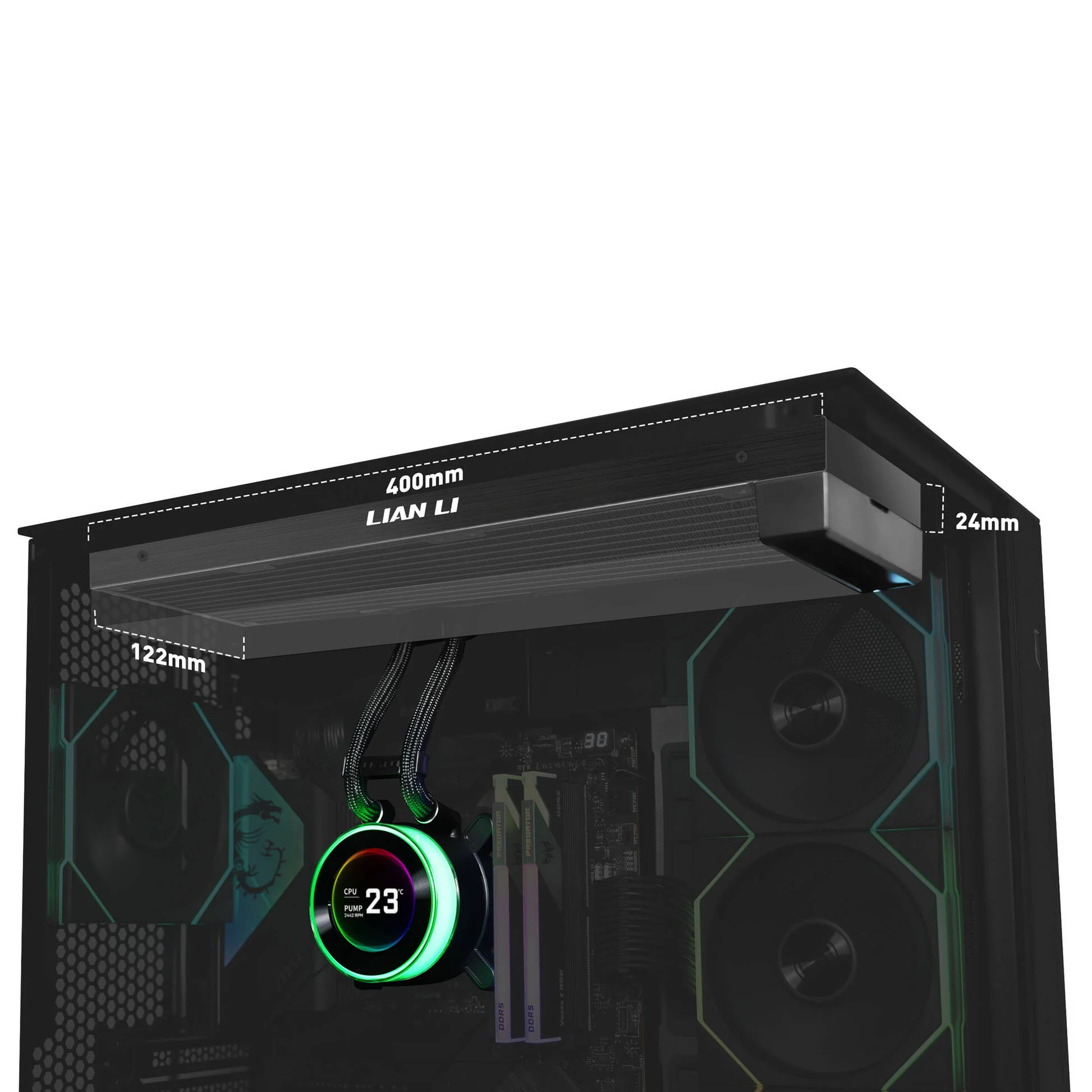Lian Li HYDROSHIFT II LCD-C 360N fansız ARGB AiO Su Soğutma - Siyah - Görsel 3