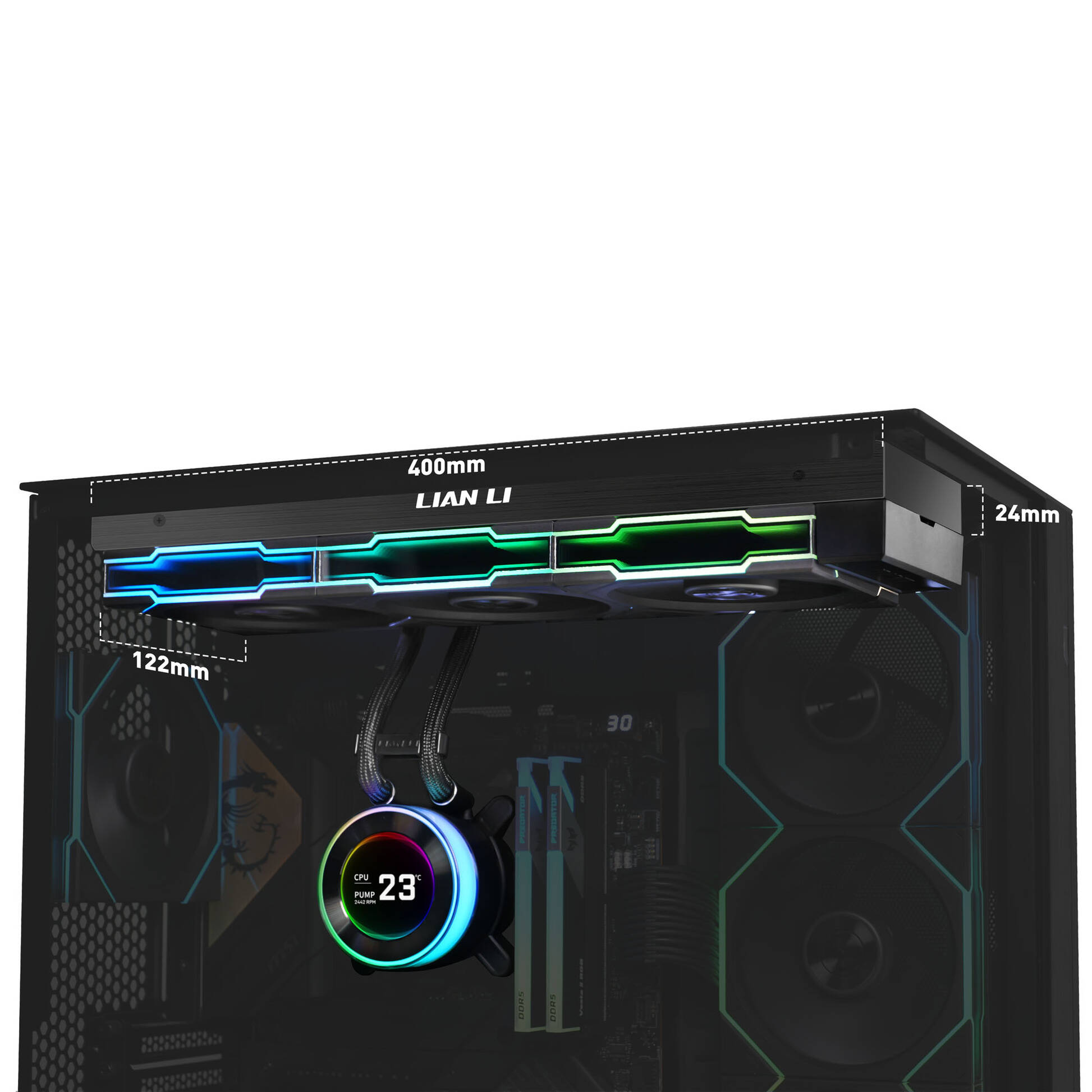 Lian Li HYDROSHIFT II LCD-C 360TL ARGB AiO Su Soğutma - siyah - Görsel 2