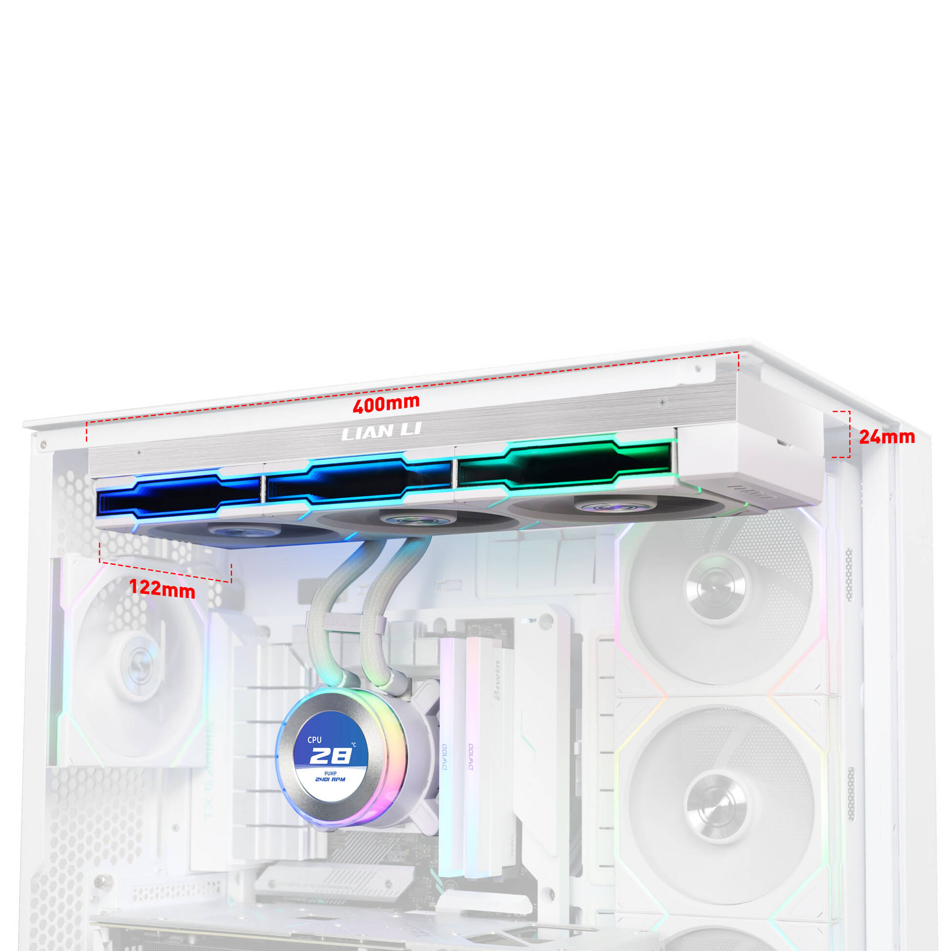 Lian Li HYDROSHIFT II LCD-C 360TL ARGB AiO Su Soğutma - Beyaz - Görsel 3