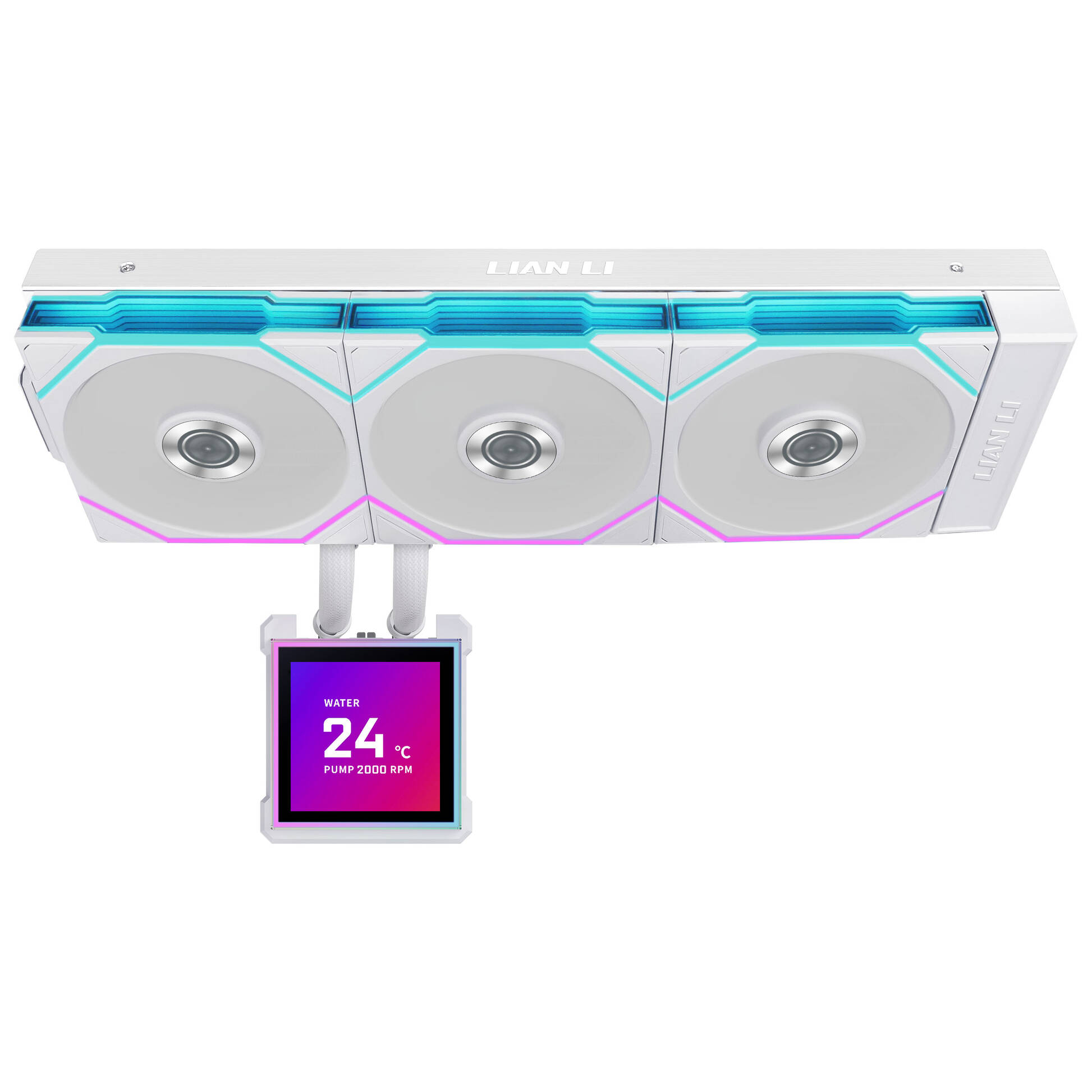 Lian Li HydroShift II LCD-S 360TL AiO sıvı soğutucu, RGB, LCD ekran - 360 mm, beyaz - Görsel 2