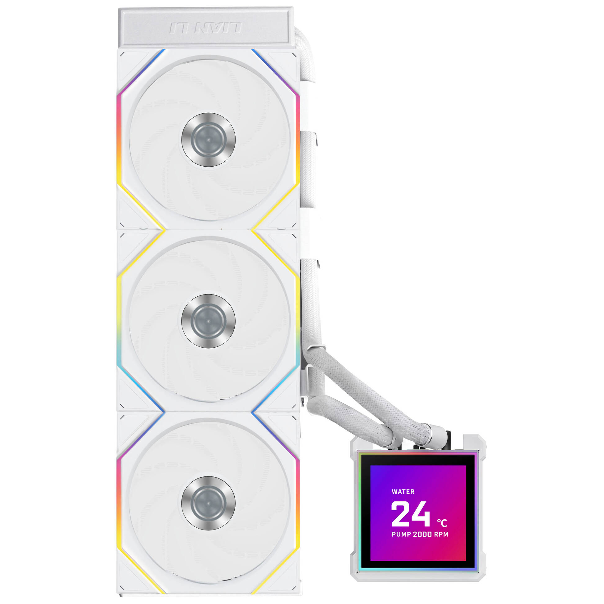 Lian Li HydroShift II LCD-S 360TL AiO sıvı soğutucu, RGB, LCD ekran - 360 mm, beyaz